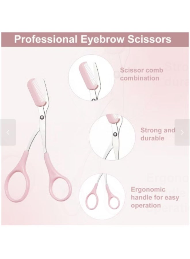 Two-piece eyebrow trimmer set, eyebrow trimmer scissors with comb, unisex curved face razor set, stainless steel beard and eyebrow trimming tools, non-slip handle for easy and precise trimming. - Image 2